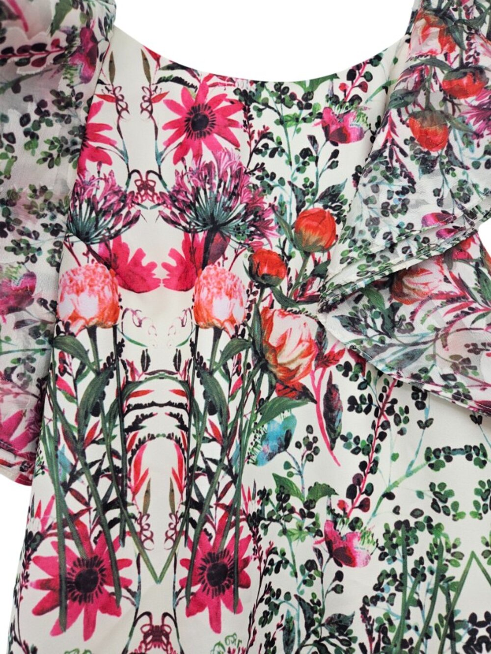 Belle Badgley Mischka Alex Floral Shift Dress Women's Size 2 Ruffle Preppy Party - Picture 7 of 15
